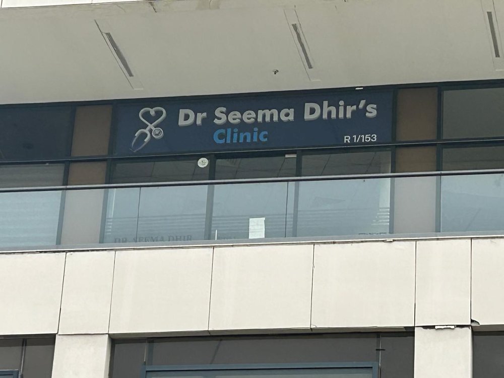 Dr Seema Dhir's Clinic building signage, Sector 74, Gurugram